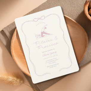 Handmade pilates and prosecco bridal shower invitation