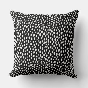 Handmade polka dot brush strokes (black and white) cushion