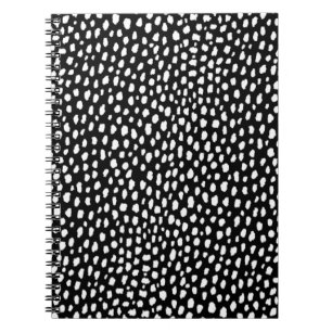 Handmade polka dot brush strokes (black and white) notebook