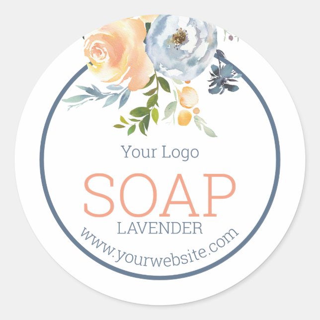 Handmade Product Logo Blue Classic Round Sticker (Front)