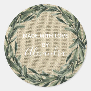 Handmade Product Vintage Branch Trendy Hessian Classic Round Sticker