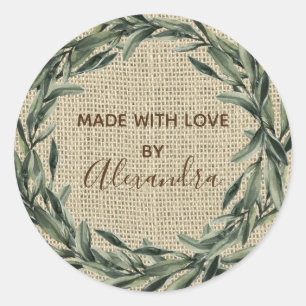 Handmade Product Vintage Branch Trendy Hessian Classic Round Sticker