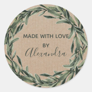 Handmade Product Vintage Branch Trendy Kraft Paper Classic Round Sticker