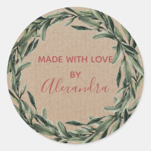 Handmade Product Vintage Branch Trendy Kraft Paper Classic Round Sticker