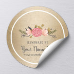Handmade Product Vintage Floral Gold Business Classic Round Sticker<br><div class="desc">Handmade Product Vintage Floral Gold Business Stickers.</div>