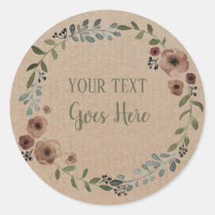Handmade Product Vintage Floral Wreath Craft Classic Round Sticker