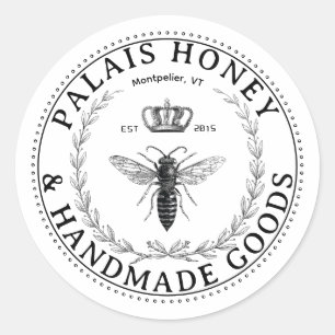 Handmade Products Apiary Honey Queen Wreath Crown Classic Round Sticker