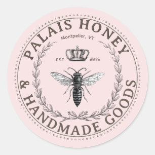 Handmade Products Apiary Honey Queen Wreath Crown Classic Round Sticker