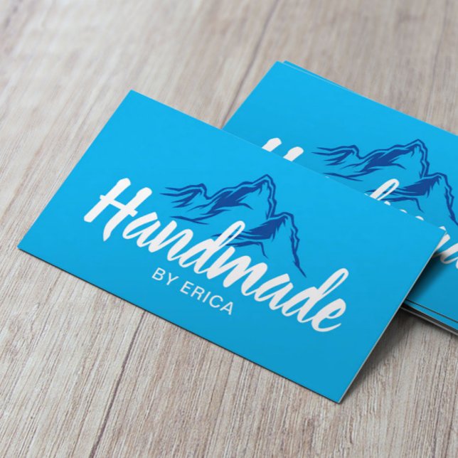 Handmade Products Blue Mountain Typography Business Card (Creator Uploaded)