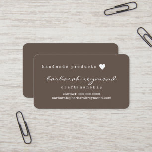 Handmade products craftsmanship brown business card