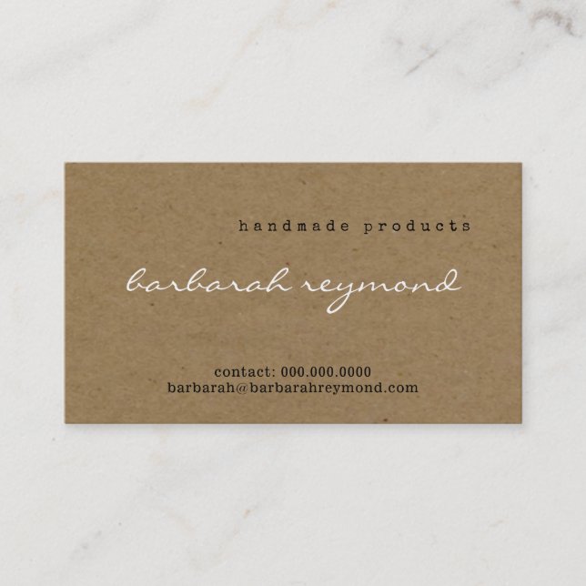 Handmade products visit-card on faux kraft texture business card (Front)