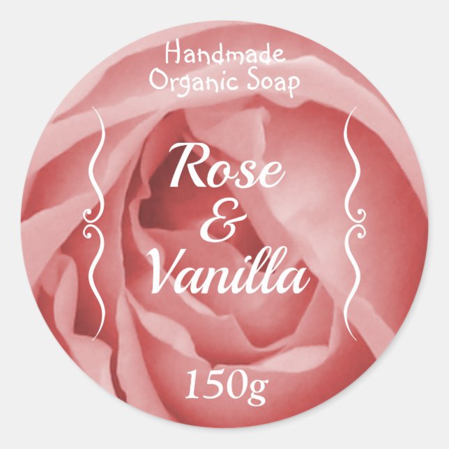 Handmade Rose & Vanilla Soap Classic Round Sticker (Front)