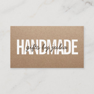 Handmade rustic brown kraft vintage brown script business card