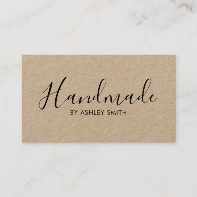 Handmade Rustic Kraft Business Card (Front)
