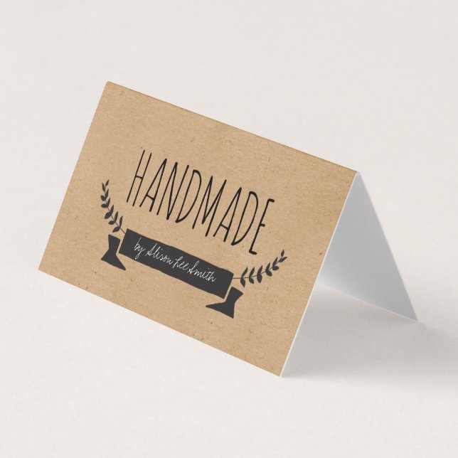 Handmade Rustic Kraft Business Card (Front)