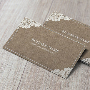 Handmade Sewing DIY Craft Rustic Lace & Burlap Business Card