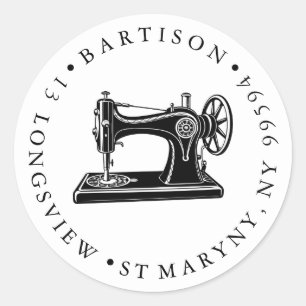 Handmade Sewing Machine Return Address Classic Round Sticker