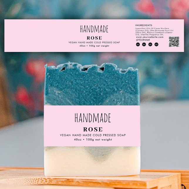 Handmade Soap Belly Band Pink Product Label Wrap Invitation Belly Band (Handmade Soap Belly Band Pink Product Label Wrap)