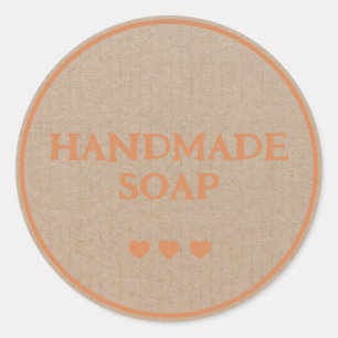 Handmade Soap Brown Kraft Paper Retro Boho Classic Round Sticker