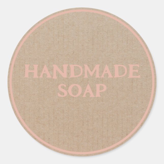 Handmade Soap Brown Kraft Paper Retro Classic Round Sticker (Front)