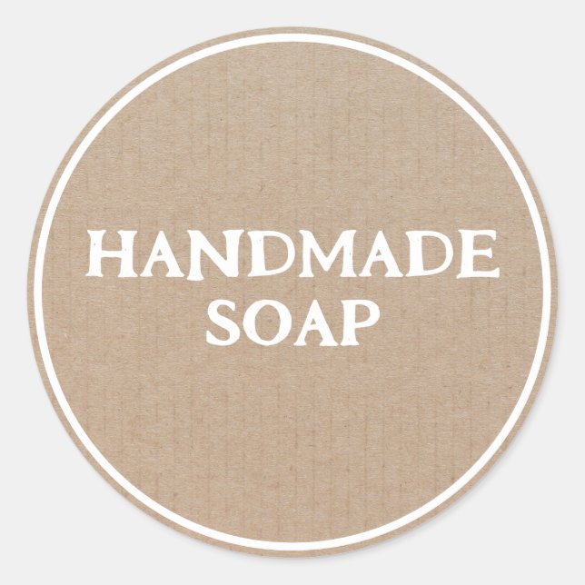 Handmade Soap Brown Kraft Paper Retro Classic Round Sticker (Front)