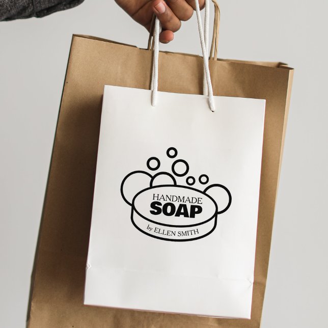 Handmade Soap, Custom Business Large  Rubber Stamp (Creator Uploaded)