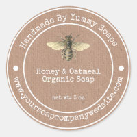 Handmade Soap Label |Faux Kraft Paper Honey Bee