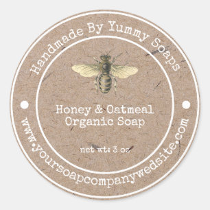 Handmade Soap Label  Faux Kraft Paper Honey Bee