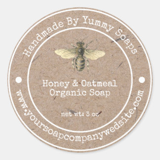 Handmade Soap Label |Faux Kraft Paper Honey Bee