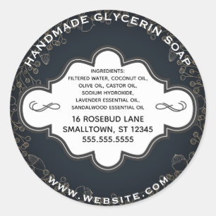 Handmade Soap Label Rustic Black Gold Botanical