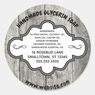 Handmade Soap Label Rustic Grey Wood Custom
