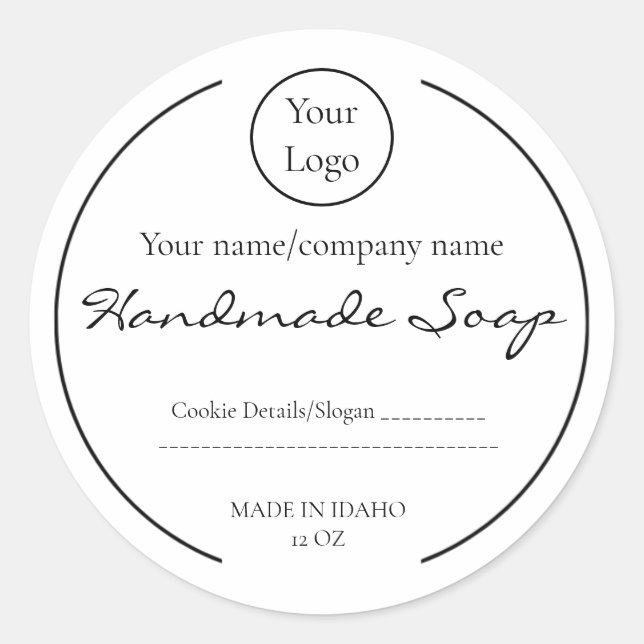 Handmade Soap Labels Simple Company Name Logo (Front)