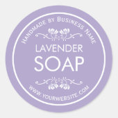 Handmade Soap Making Vintage Floral Lavender Classic Round Sticker (Front)