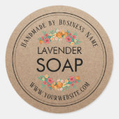 Handmade Soap Making Vintage Floral Rustic Kraft Classic Round Sticker (Front)
