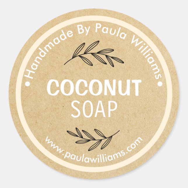 Handmade Soap Making With Leaves On Craft Sticker (Front)