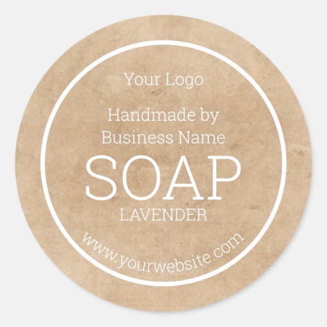 Handmade Soap Rustic Kraft Paper Classic Round Sticker (Front)