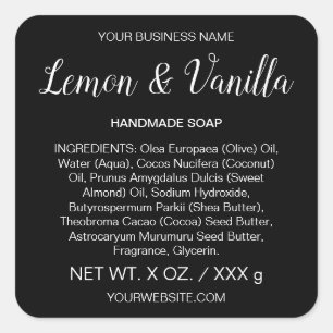 Handmade Soap Skincare Artisan Black Product Label