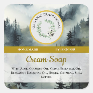 Handmade Soap Sticker Label Forest Design