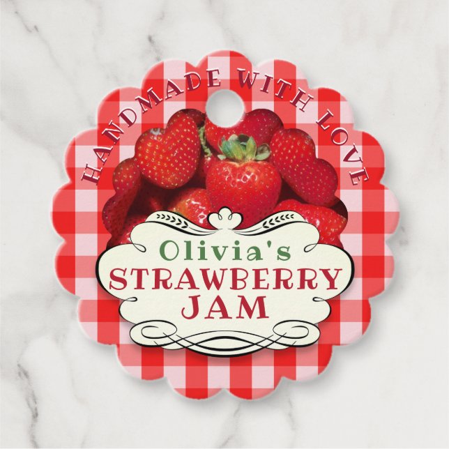 Handmade Strawberry Jam Favour Tags (Front)