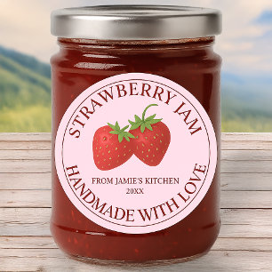 Handmade Strawberry Jam Label Sticker