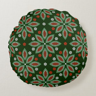 Handmade Style Dot Mandala Floral Pattern Round Cushion