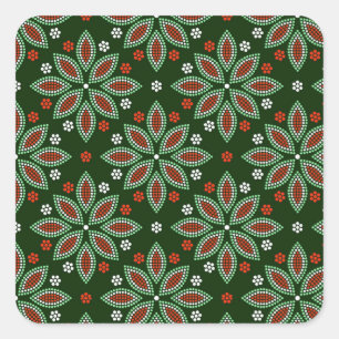 Handmade Style Dot Mandala Floral Pattern Square Sticker