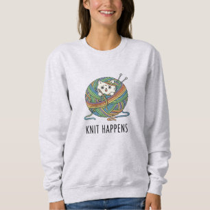 Handmade style pet doodle with colorful yarn cat sweatshirt
