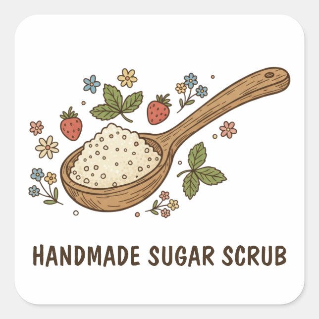 Handmade Sugar Scrub Label | Natural Skincare (Front)