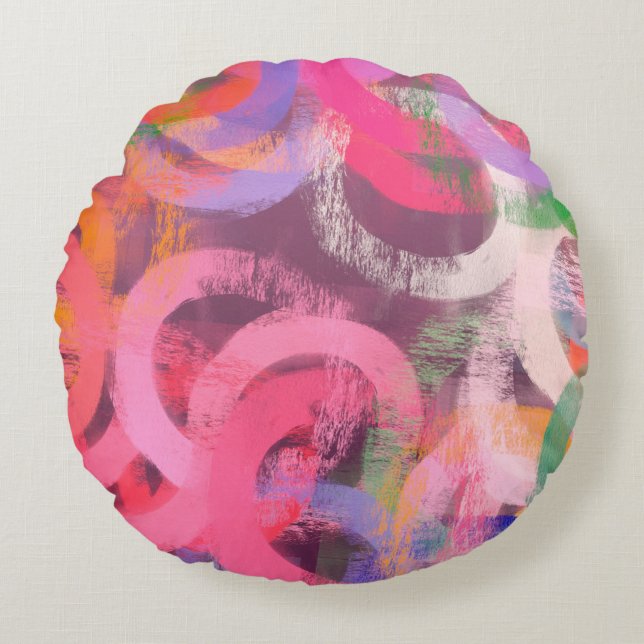 Handmade surreal abstract pattern. Modern artistic Round Cushion (Front)