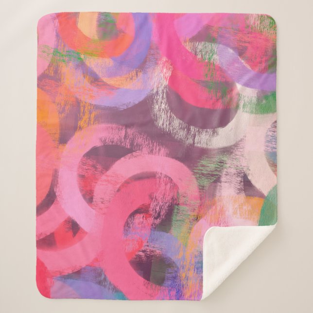 Handmade surreal abstract pattern. Modern artistic Sherpa Blanket (Front)