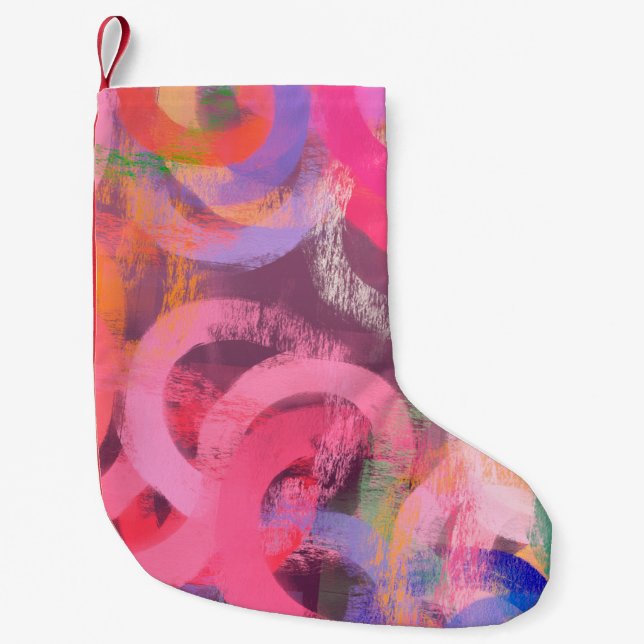 Handmade surreal abstract pattern. Modern artistic Small Christmas Stocking (Front)