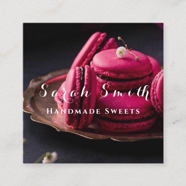 Handmade Sweets Cake Chocolate Dessert Bakery Square Business Card (Front)