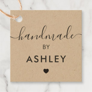 Handmade Tags, Custom Craft Shop Gift Tag, Kraft Favour Tags
