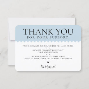 HANDMADE THANK YOU professional pretty pale blue Card